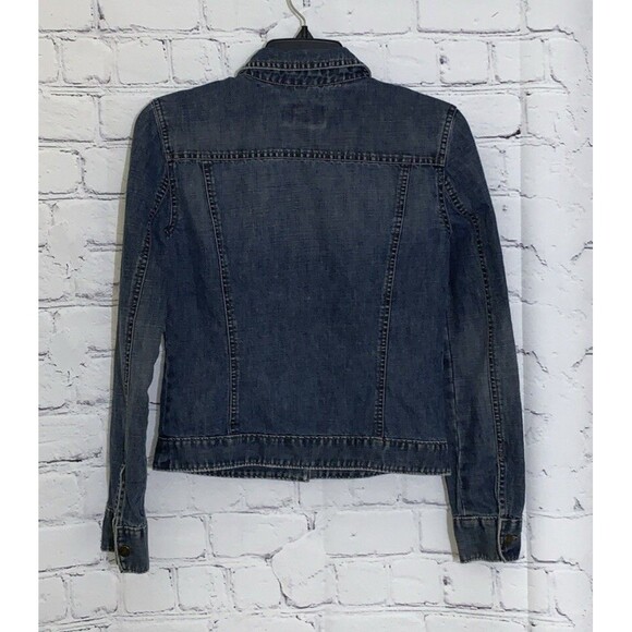 Armani Exchange A|X Small Jean Jacket Distressed Button Up Pockets Blue Denim - Picture 2 of 7